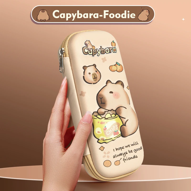 Estuche de lápices 3D Eva Capibara, bolsa de papelería de gran capacidad con dibujos animados, estuche de lápices para estudiantes, suministros escolares, bolsa de papelería