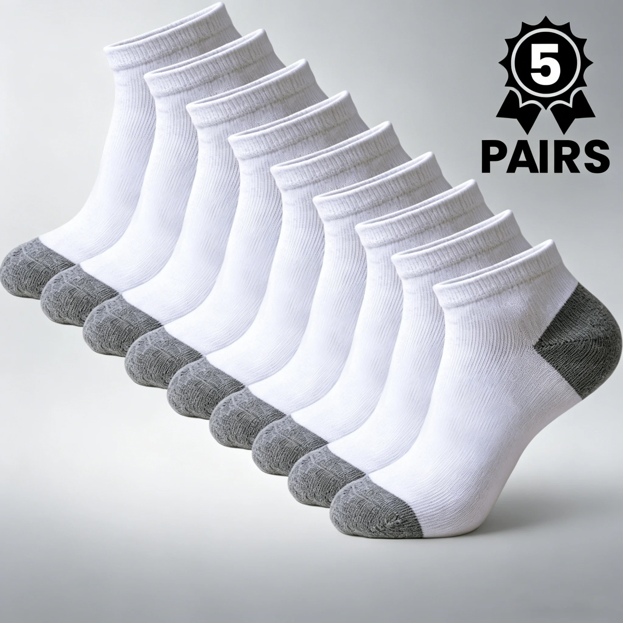 5 Paar einfache kurze Kindersocken in Weiß und Grau, Freizeitsocken für den täglichen Gebrauch, geeignet für Jungen und Mädchen