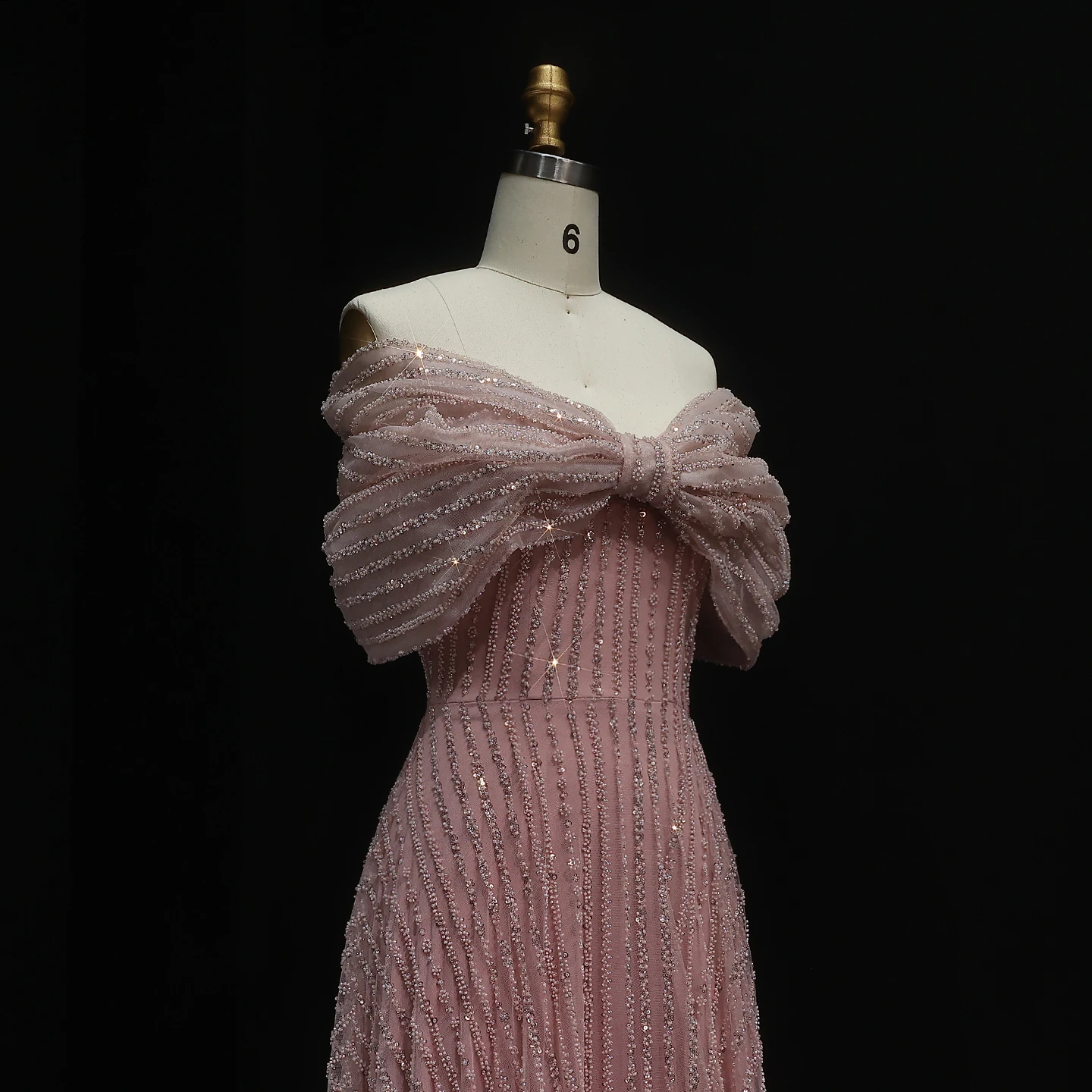 شارون سعيد براقة أحمر الخدود الوردي الترتر قبالة الكتف فستان سهرة لحفل الزفاف الفاخرة دبي رداء حفلات رسمية SS653 مخصص #5