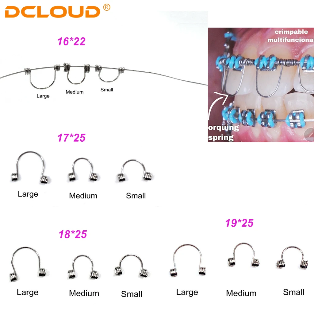 10 Stück zahnärztliche kieferorthopädische Torquing-Feder Drehmoment Frontzähne Drehmoment Rechteckfedern Single Ortho für Bracket-Bogendraht – Detail 5
