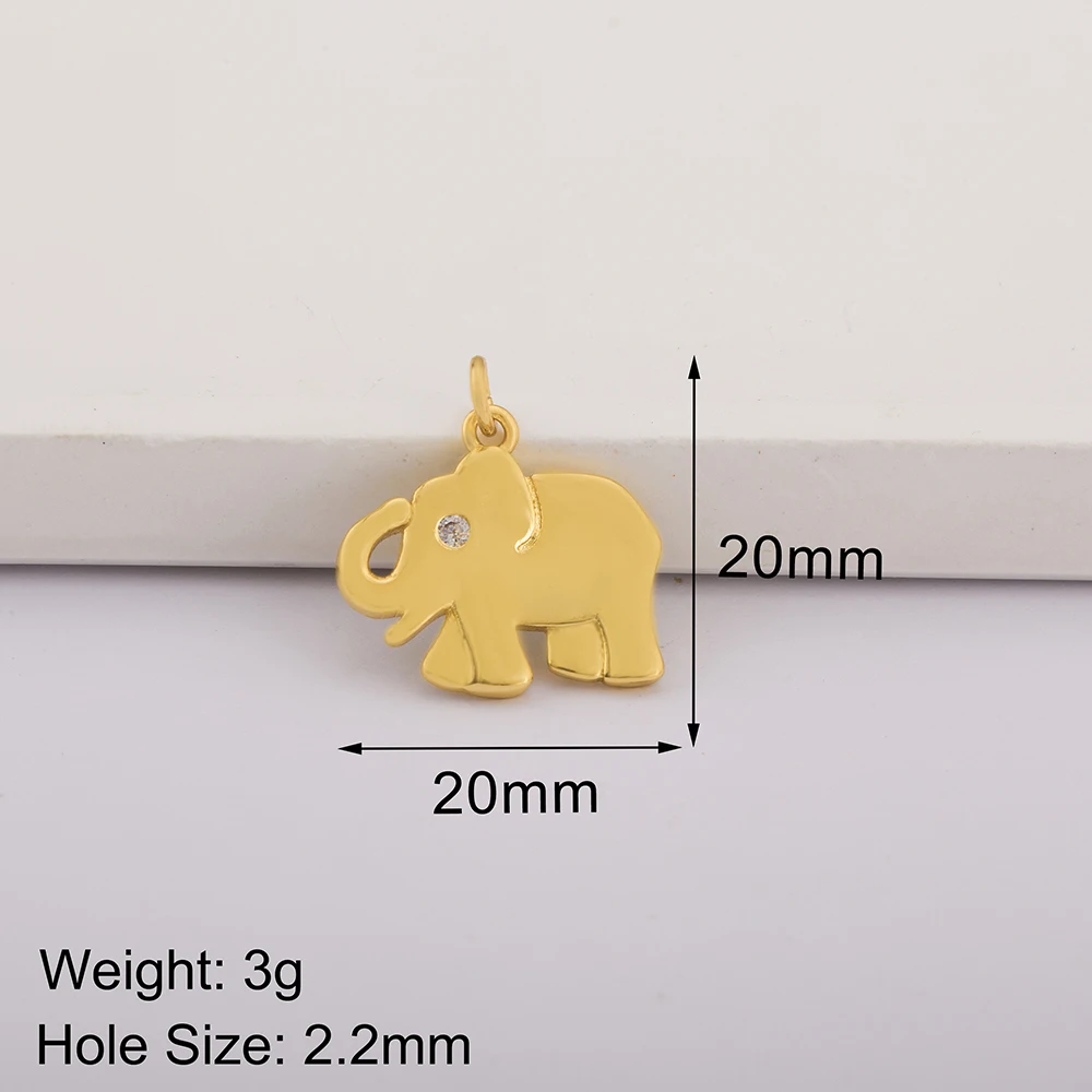 Elephant/Ox/Horse/Lion Shape Pendant Gold Plated Handmade DIY Jewelry Necklace Bracelet Earrings Accessories Copper Zircon Gifts