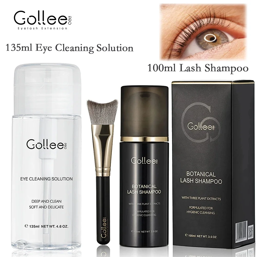 Gollee-espuma limpiadora de pestañas, 50ml/100ml, cepillo, champú, limpieza de extensiones de pestañas, maquillaje suave, pegamento para pestañas,