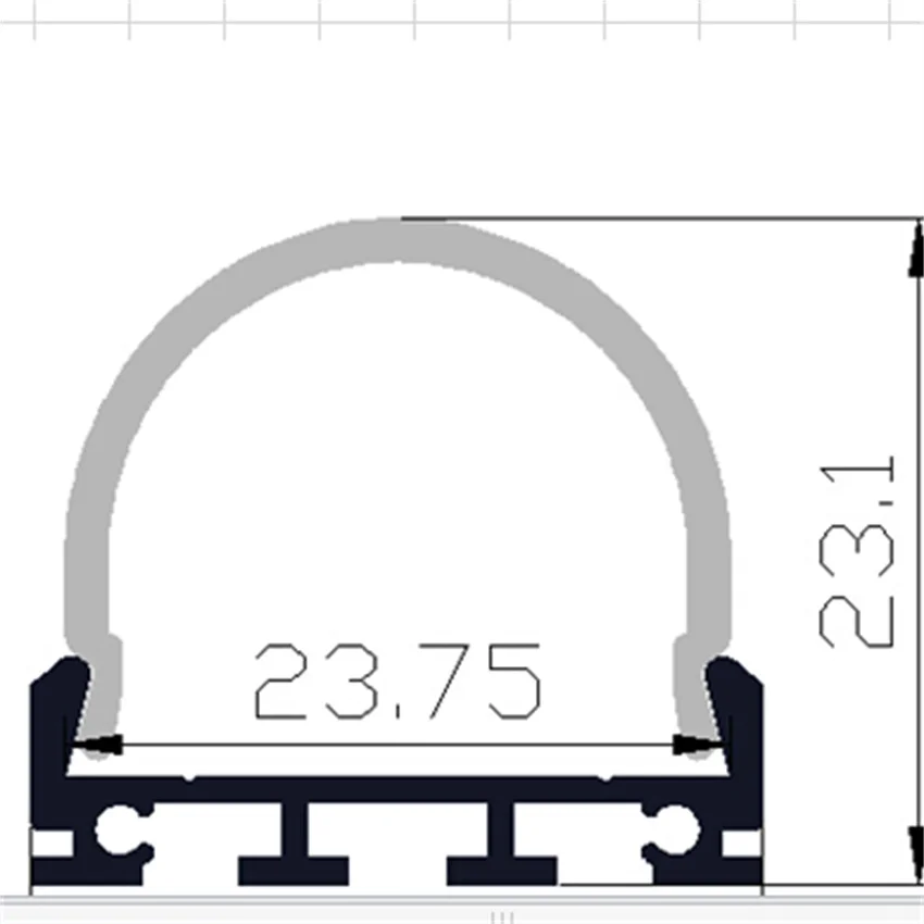 1500mmX26mmX23mm surface mounted style aluminum profile for led strip lights with milky white or clear cover and end caps