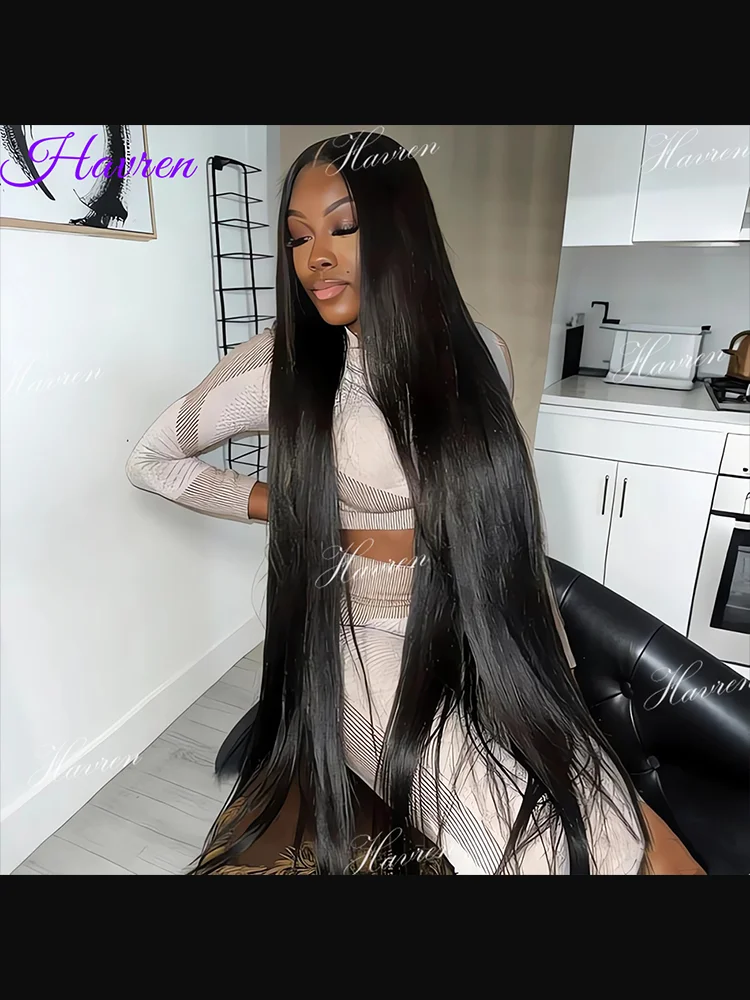 Bone Straight HD Lace Frontal Wig 13x6 Lace Front Wig Haarwerk van Echt Haar 30-40 Inch Transparante Lace Pre Plucked Pruiken 13x4 HD Lace Wig - afbeelding 2