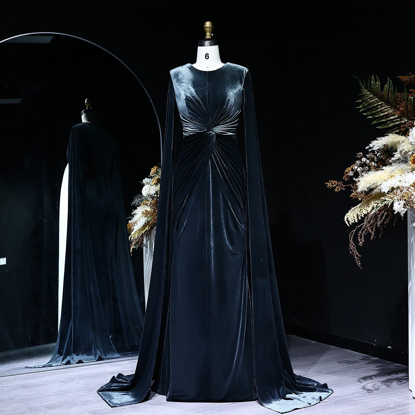 Sharon Said Dubai Knot Abendkleid mit Cape-Ärmeln für Damen Hochzeits-Festkleid SF243 Maßanfertigung