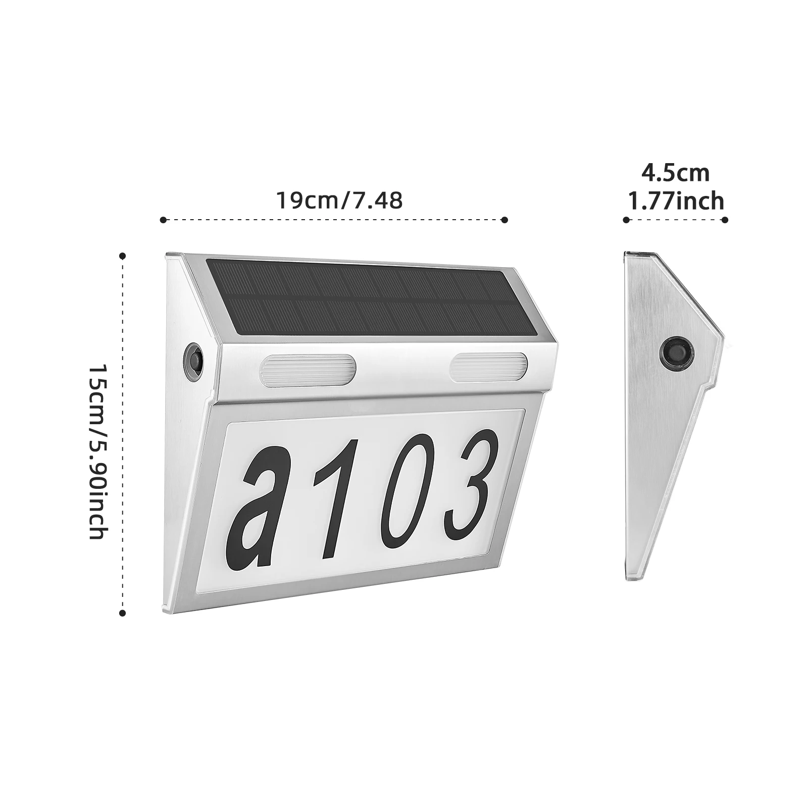 Solar House Number Light, Stainless Steel 3-in-1 Solar-Powered Waterproof Light with White, Warm, and Mixed Light Modes