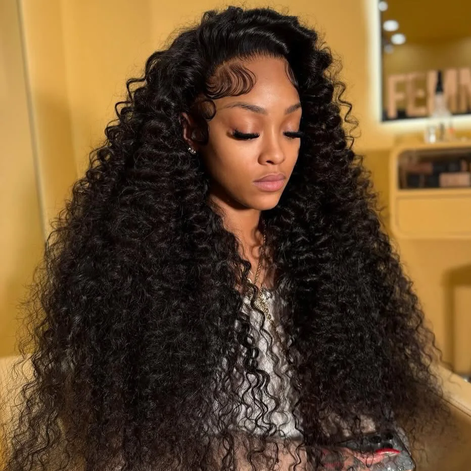 

30 Inch Deep Wave Lace Front Wig Human Hair 13x6 HD Transparent Curly Lace Frontal Wigs Pre Plucked with Baby Hair Natural Color