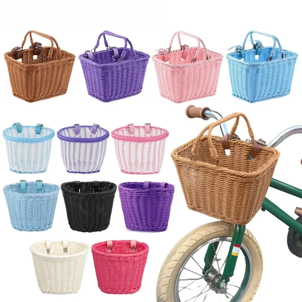 AliExpress NONE Bicycle Basket Rattan Hand-Woven Bike Storage Front Handlebar Basket for Kids Adult Bicycle Pannier Basket Cycling Carrier Bag