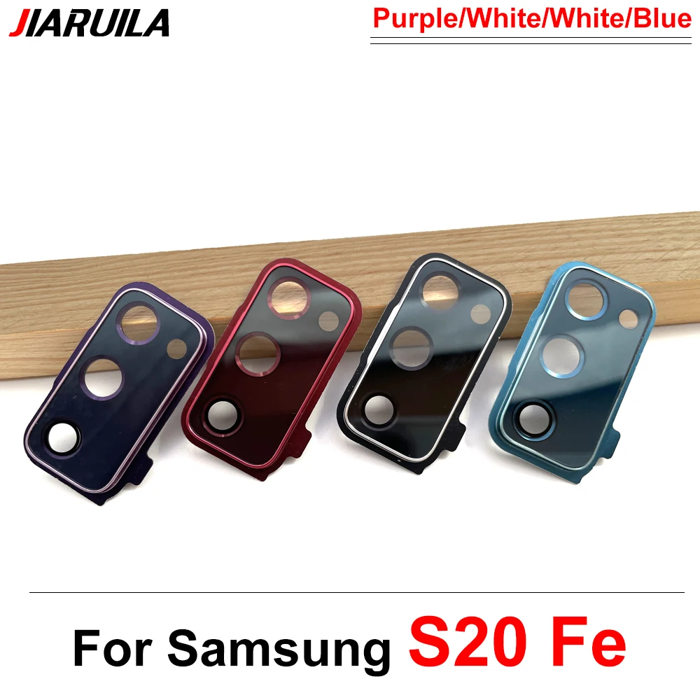 New For Samsung S20 Fe Rear Camera Glass Lens Cover With Frame Holder with Sticker Replacement Spare Parts