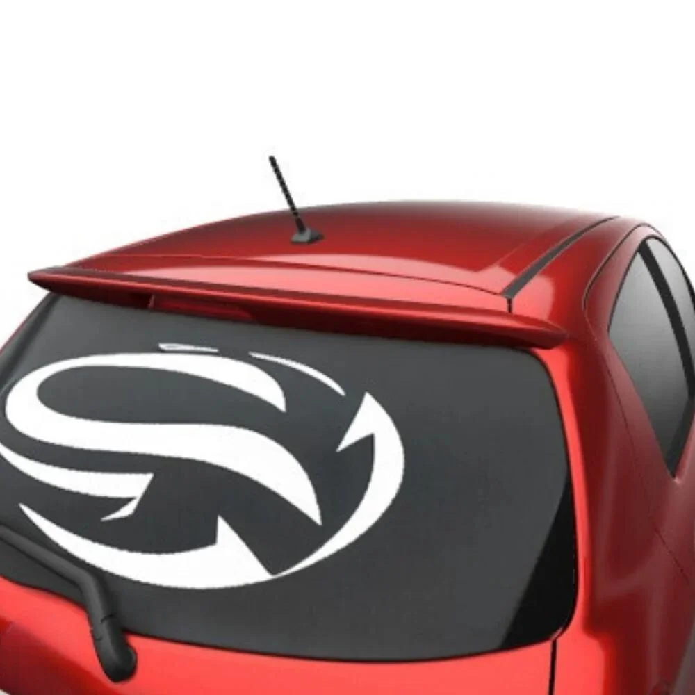 For Toyota Yaris 2013 Glass Top Spoiler Fiber Material Rear Roof Spoiler Wing Trunk Lip Car Styling Compatible Tuning