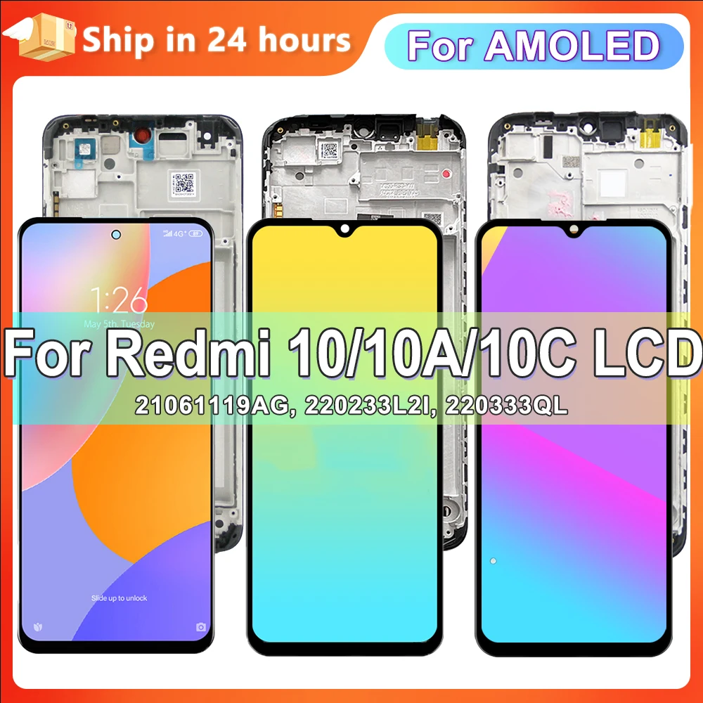 For Xiaomi Redmi 10 21061119AG LCD Display Touch Screen Digitizer Assembly For Redmi 10A 220233L2I lcd Redmi 10C 220333QL Screen