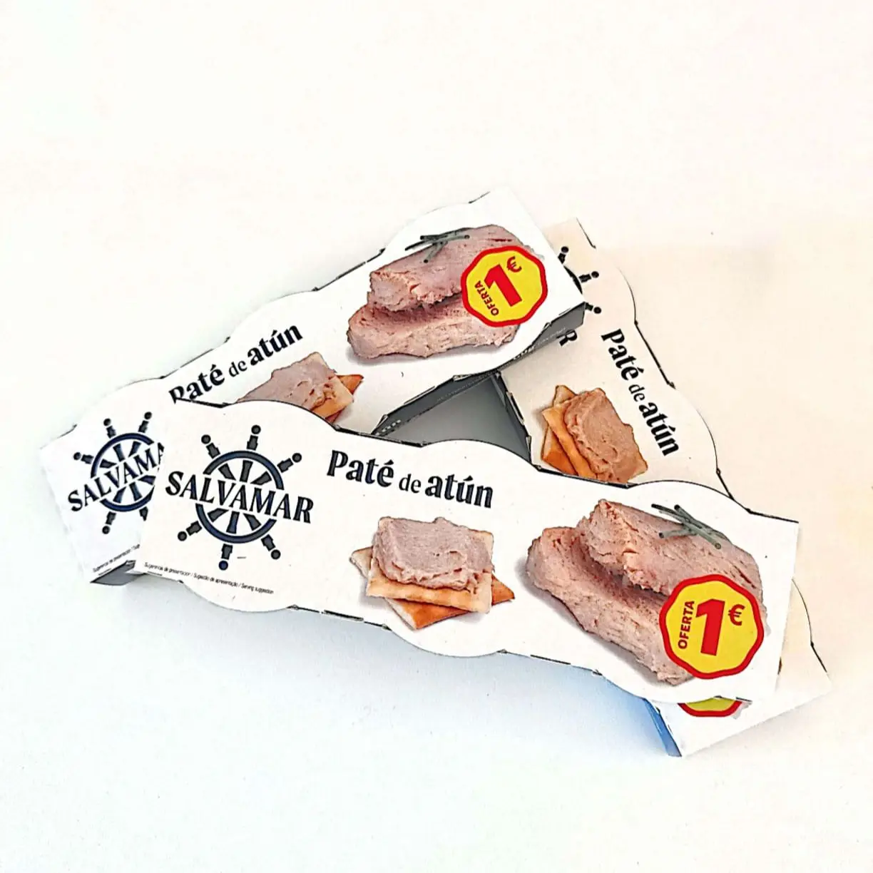 Paté de Atún Salvamar- Delicioso paté en monodosis con auténtico sabor a Atún - Cada estuche contiene 3 monodosis de 23gr cada una - La caja