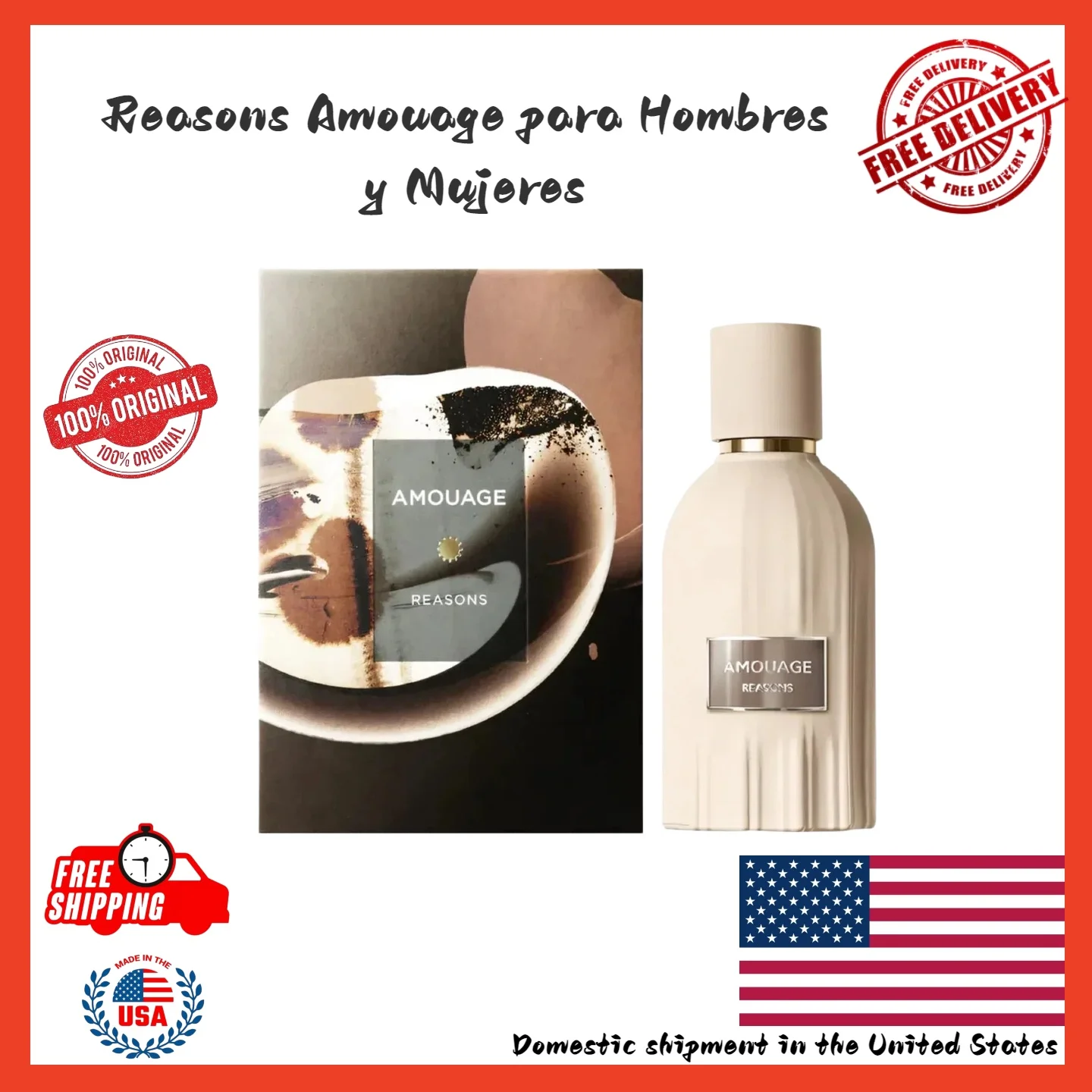 Amouage Reasons Essence de Parfum 100ml New Sealed Original Long-lasting Arabian luxury fragrance, suitable for everyday use.