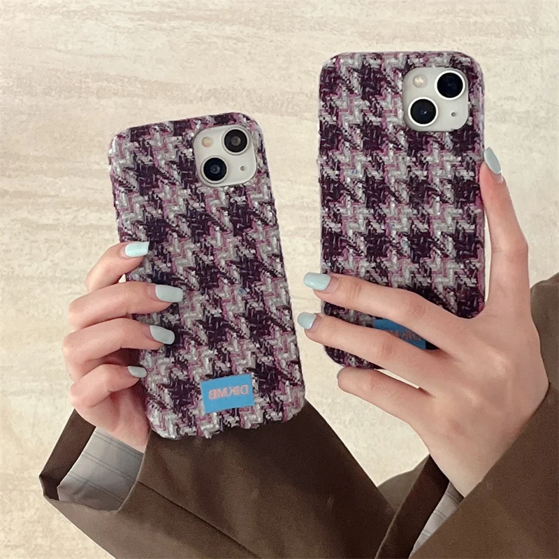 

Small fragrant purple wool cloth mobile phone case for the case iPhone13ProMax cases15pro 16Pro 14 12promax 11 Korean anti-fall