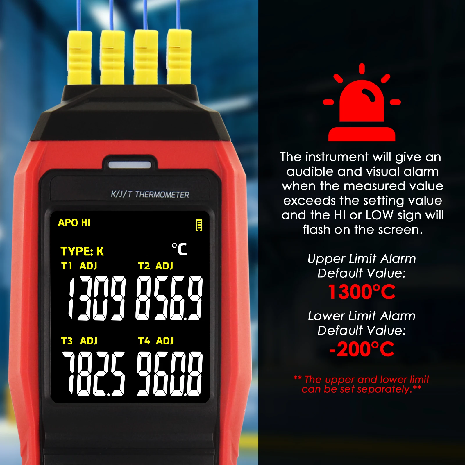 4-Channel K/J/T Type Thermocouple Thermometer Digital Data Logger with PC Software & Real-time Graphing,-200°C to 1372°C