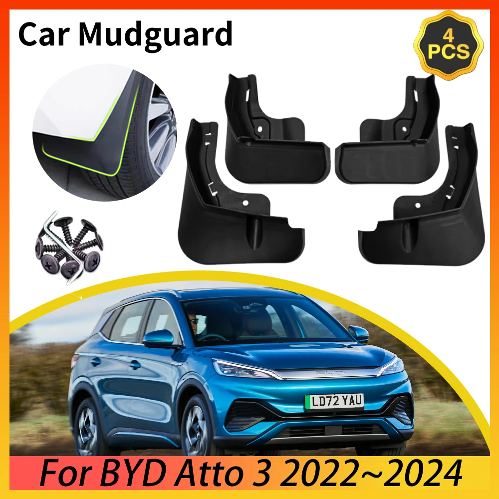 

for BYD Atto 3 2023 EV Yuan Plus 2022 2024 Car Mudguards Front Rear Wheels Mudflaps Splash Guards Mud Flaps Fender Accessories