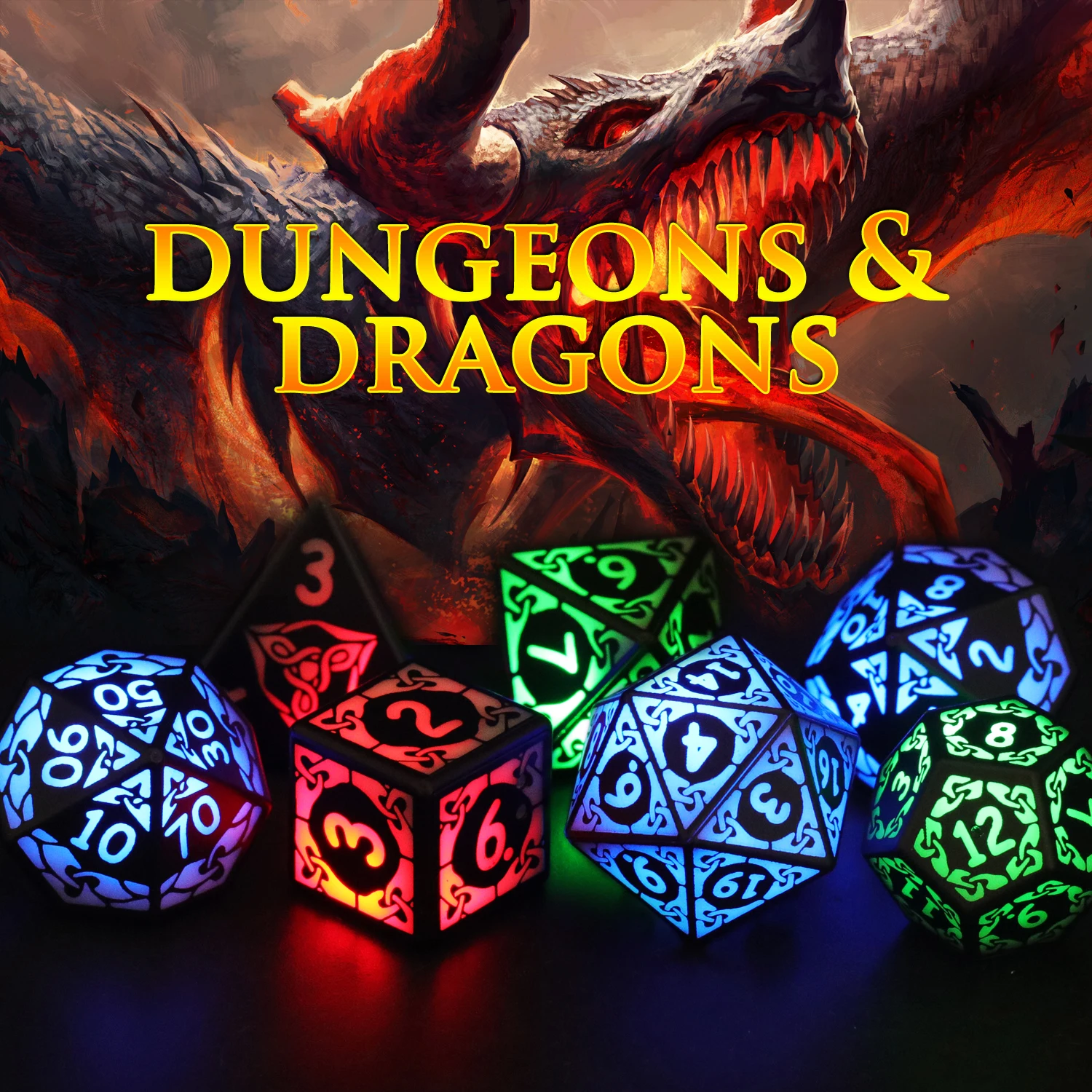 Jeu de dés colorés à LED, dés du MDN, dés du donjon et des dragons, dés à jouer pour les jeux de table D & D, secouer pour éclairer