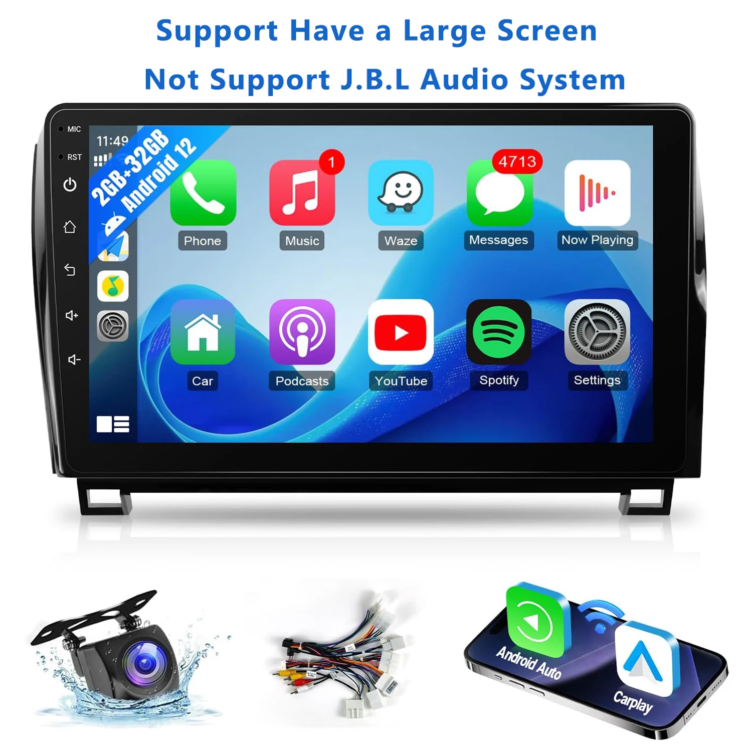 

10.1" Wireless Car Stereo for Toyota Tundra 2007-2013 Toyota Sequoia 2008-2018 Touchscreen Car Radio with Backup Camera GPS WIFI