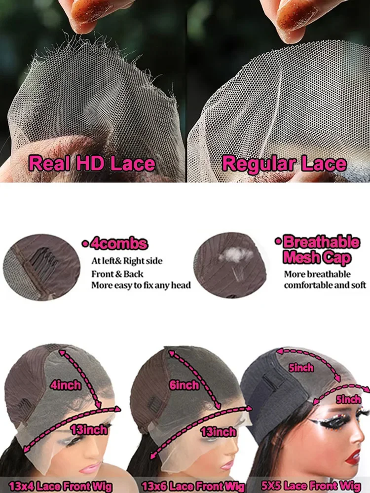 13x6 HD ลูกไม้ด้านหน้าวิกผมมนุษย์ 250 ความหนาแน่น Curly Hair Deep Wave 30 32 40 นิ้ว 13x4 น้ําวิกผมลูกไม้ด้านหน้าด้านหน้าสีดําบราซิล