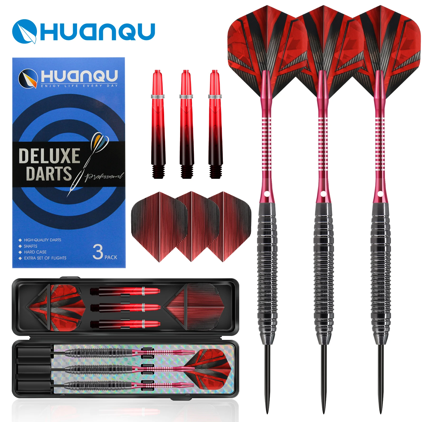Professionele ijzeren harde dartset 20g, dartbordaccessoires inclusief reserve dartstelen en -vleugels, harde beschermende opbergbox, spelbenodigdheden voor thuisbar en sportvermaak, verkrijgbaar in