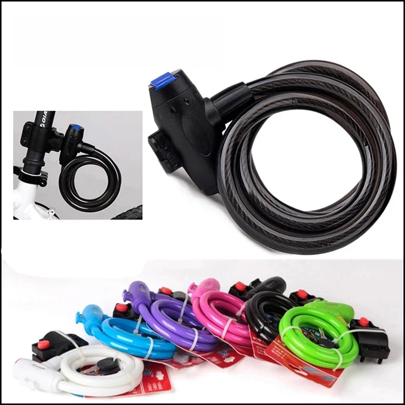 AliExpress hithotwin Motorcycle Bike Lock Anti Theft Steel Wire Safe Carbon Bicycle Lock MTB Mountain Road Lock Black White Green Pink Purple