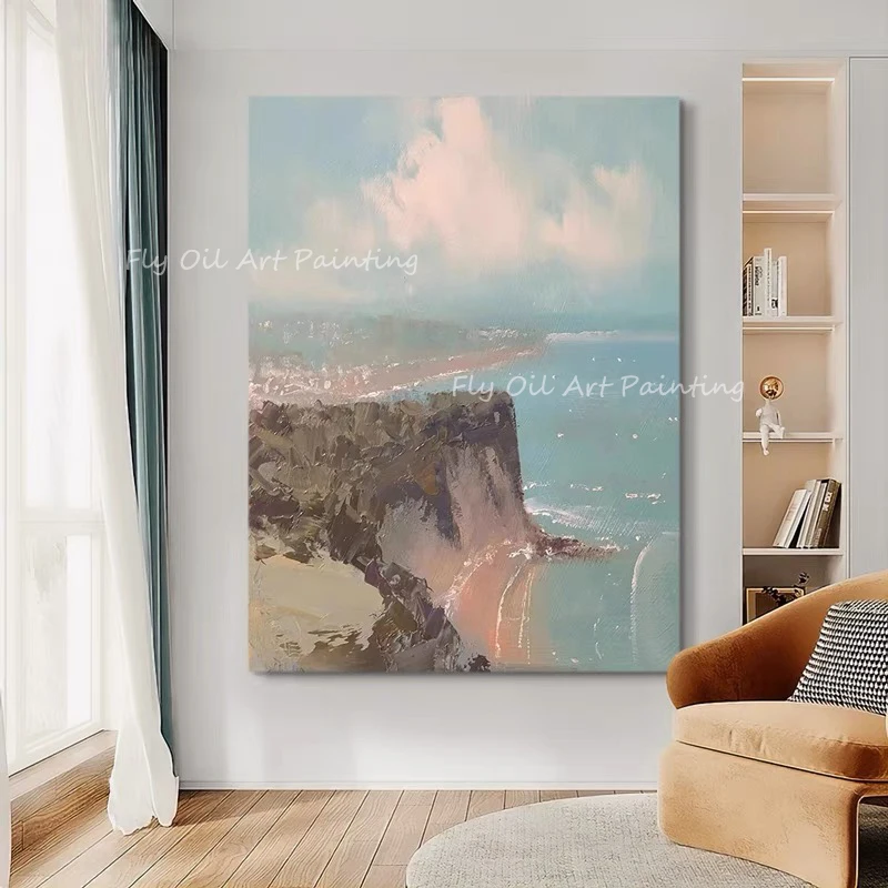 

Modern canvas gift ocean sea blue adornment picture abstract large size hand-painted oil painting office sitting room adornment