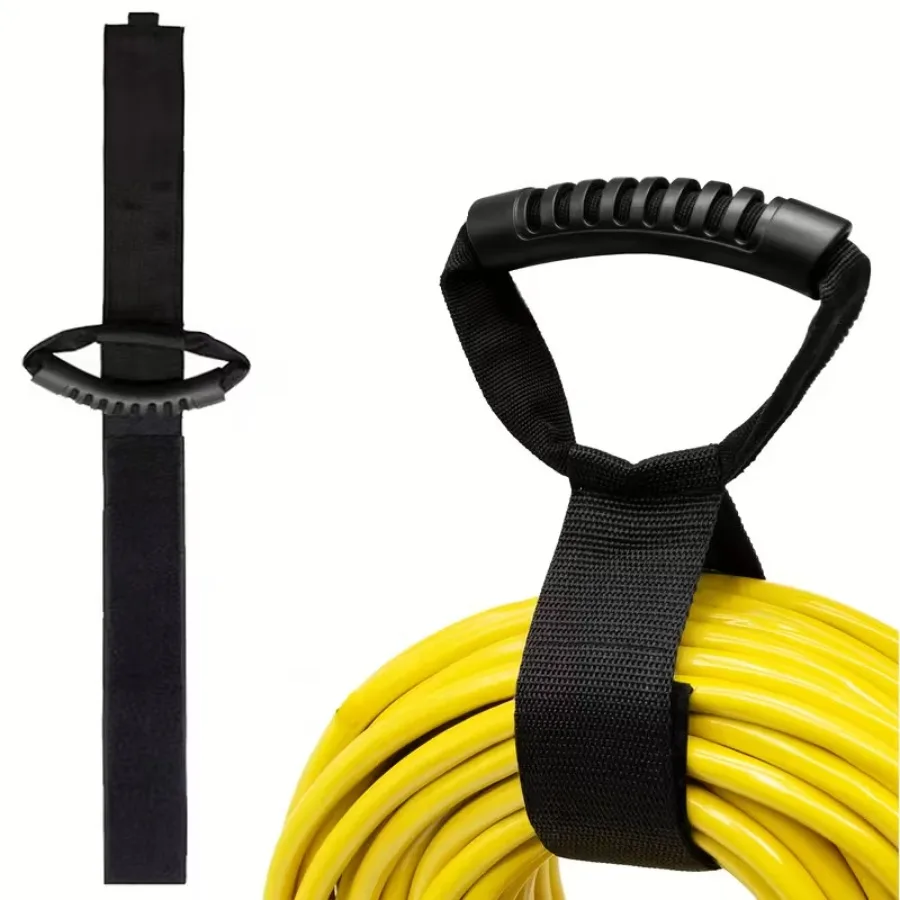 

1 Multifunctional Heavy-duty Black Storage Strap, Sturdy and Ergonomic Handle, Suitable for Garden Pipes and Outdoor Use