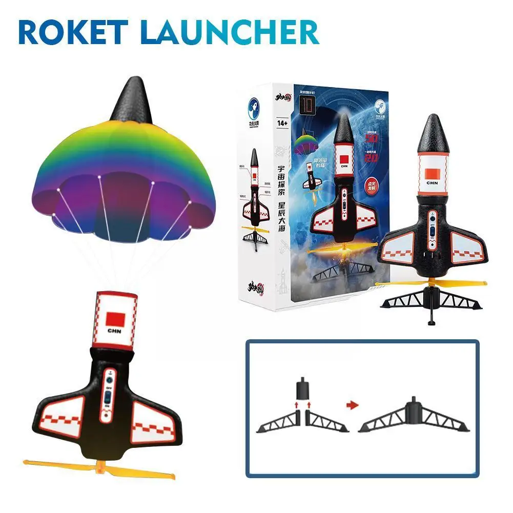 Lanceur de fusée électrique avec parachute pour enfants, jouets de plein air, exploration spatiale, nouveauté, nouveau