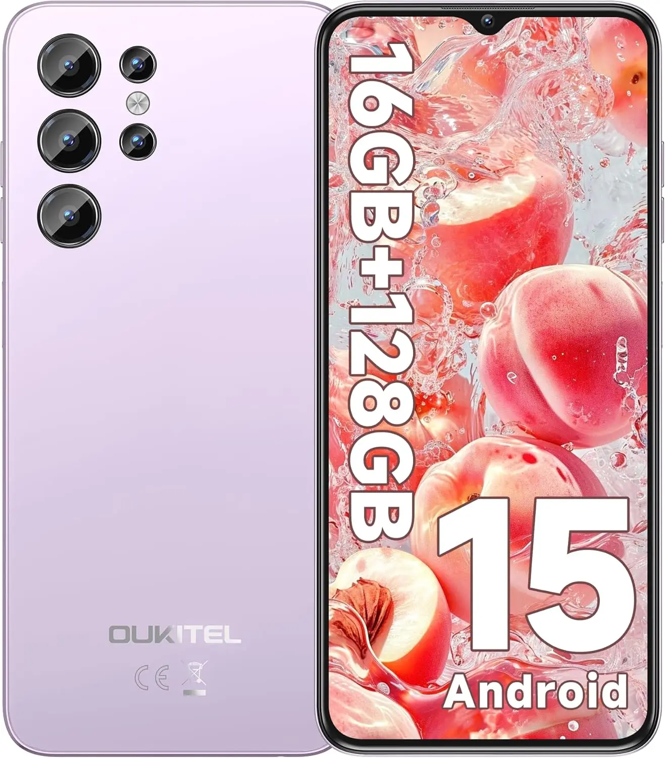 OUKITEL C1 Android 15 Cell Phone Unlocked 2025-16GB+128GB(TF 1TB), 5150mAh Battery Smartphone,6.52'' Waterdrop Screen, 13MP