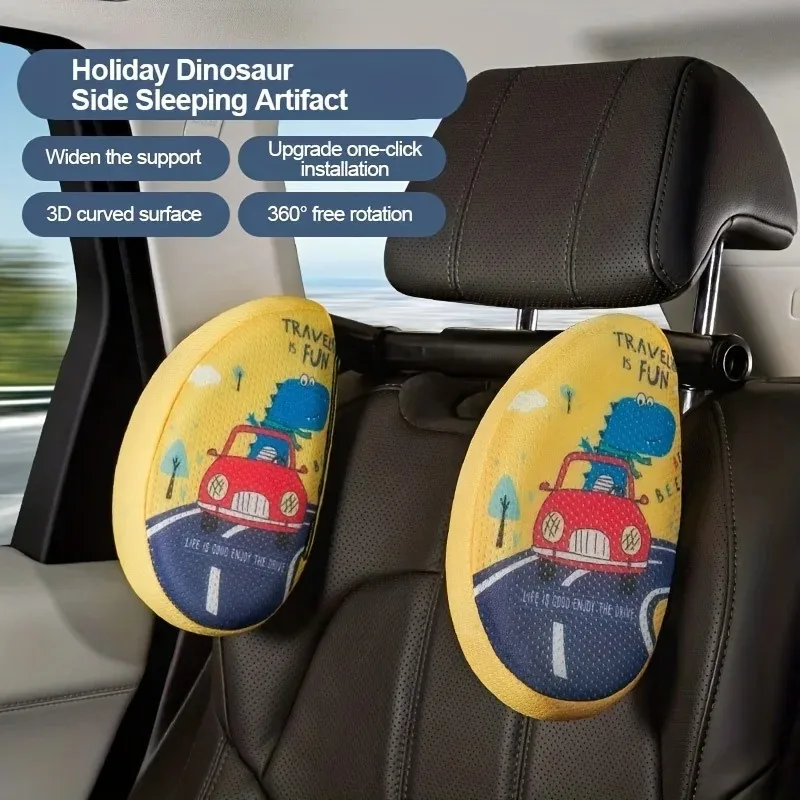 Car Headrest Pillow for Kid Cartoon Unicorn Road Pal Headrest Adjustable Car Seat Head Neck Support U Shaped Car Sleeping Pillow