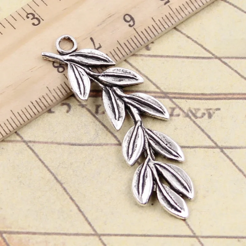 10 sztuk Charms gałązka oliwna wianek 52x23mm tybetański srebrny kolor wisiorki antyczna biżuteria Making DIY Handmade Craft — zdjęcie 2