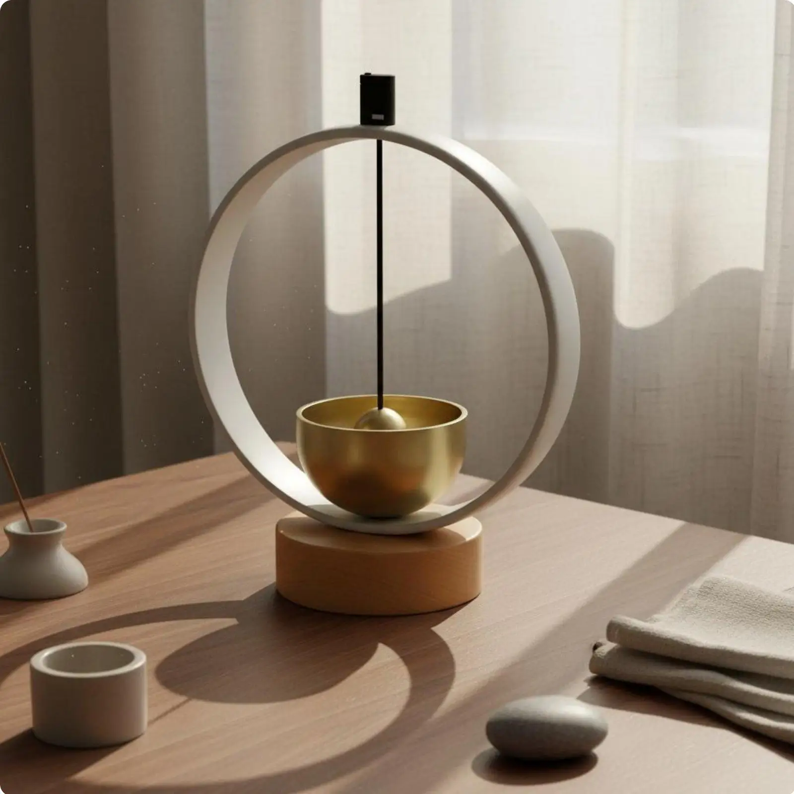 Bol sonore méditatif en laiton artisanal, carillon de méditation, instrument fait main pour les meditateurs