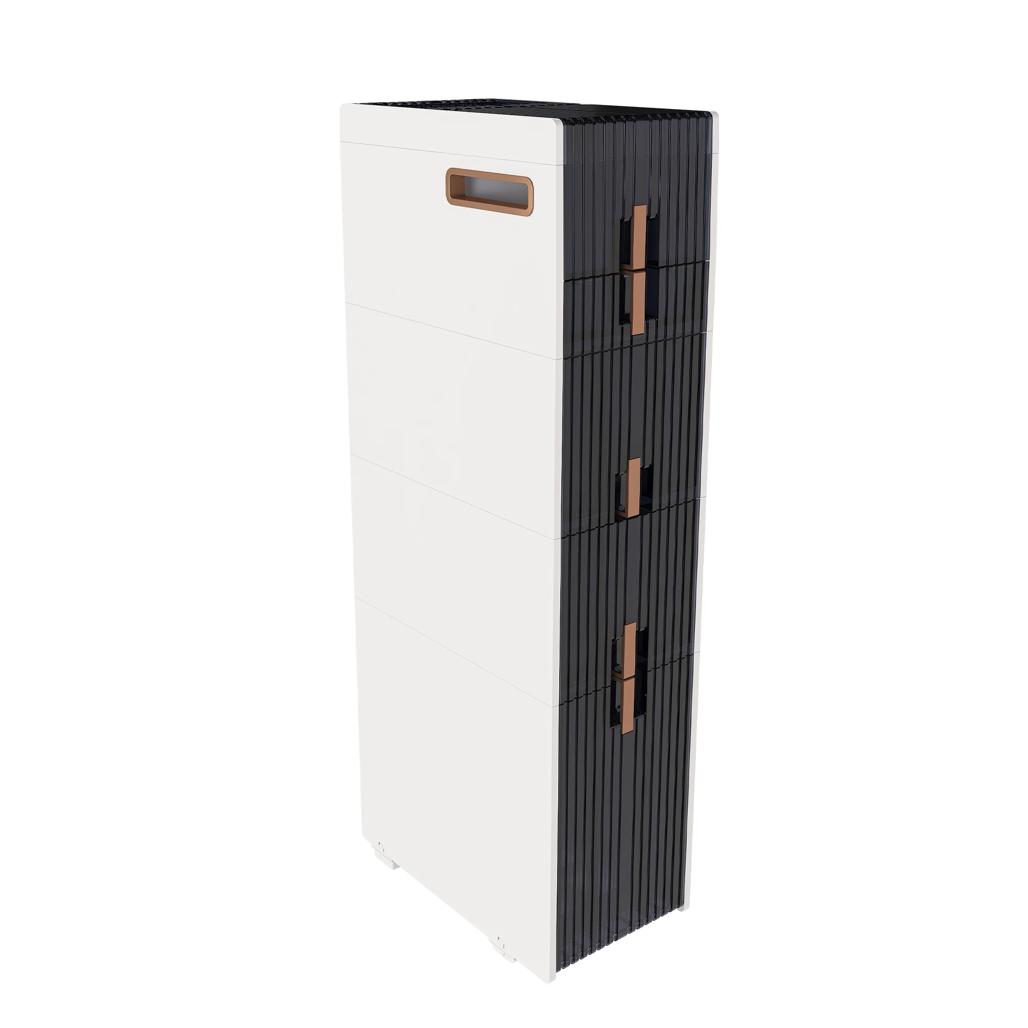 Smalle kast met PP-sluiting, 3 grote en 1 kleine lade, 2 klapdeksels, rechte voorste rollen en antislipvoetjes, ideaal voor gebruik in badkamers om badkamerbenodigdheden in op te bergen.
