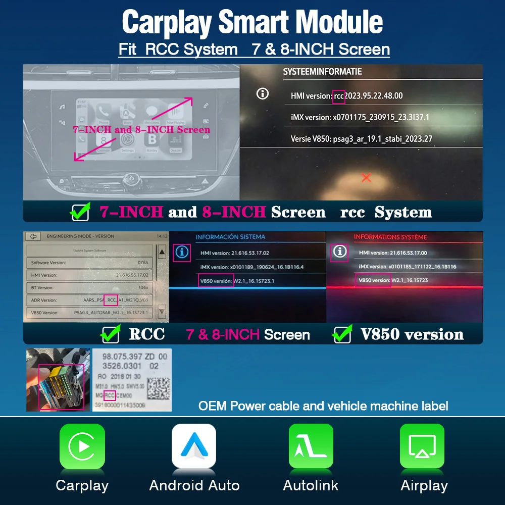 AUTOTOP Draadloze CarPlay Android Auto Decoder voor Peugeot Citroen DS Opel ProAce NAC RCC V850 Systeem Mirror Link Airplay Module
