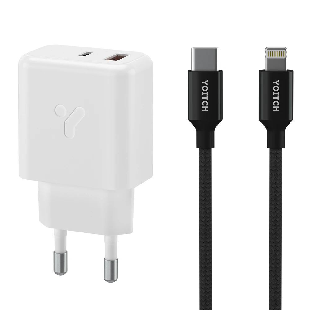 YOICHI KC certified HERA dual PD 25W 20W for iPhone Galaxy fast charger cable set C type A type YOITCH