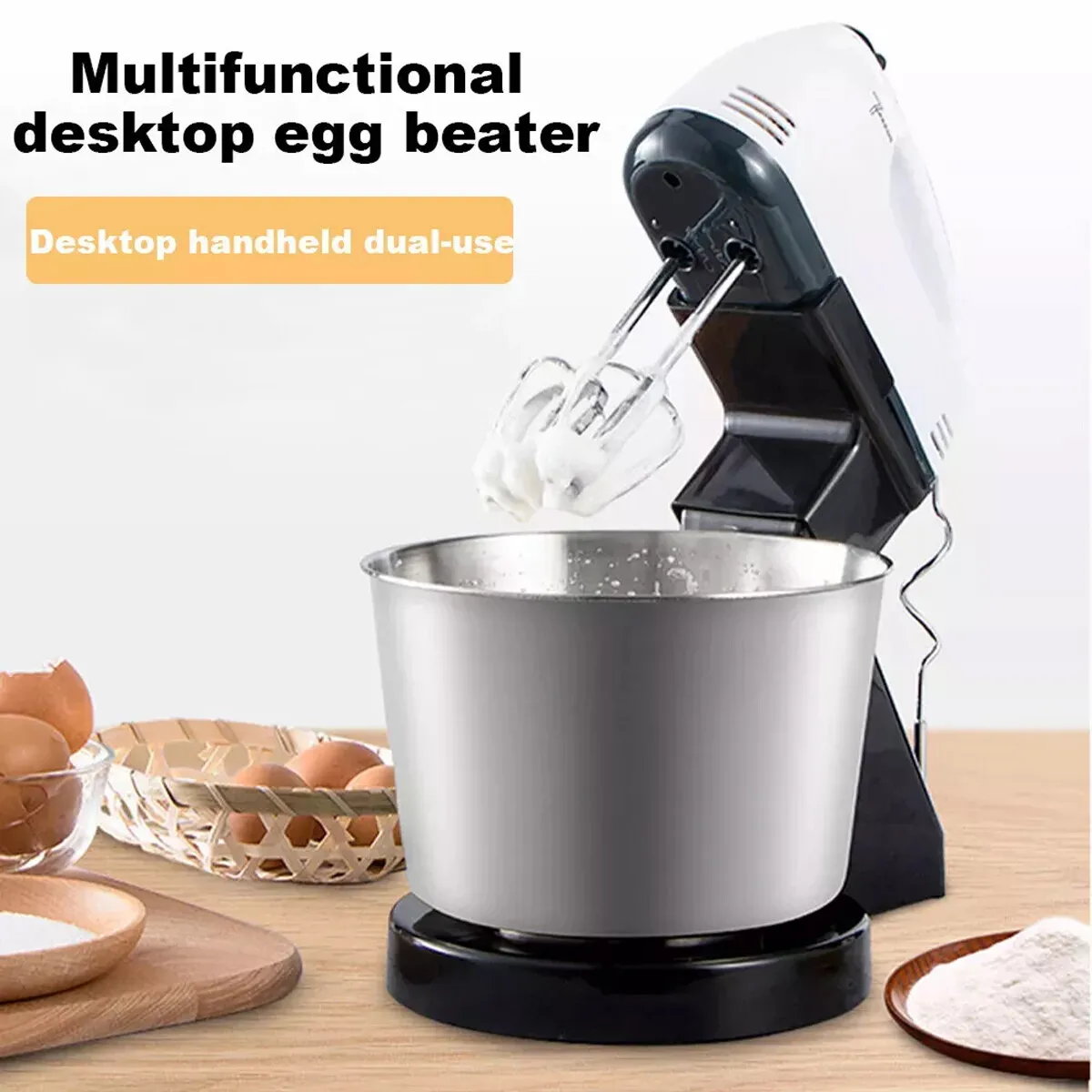 Multifunktionaler 7-Gang Elektrischer Standmixer Lebensmittel-Mixer Teigkneter Rührschüssel Küchen-Backmixer für Kuchen und Brot