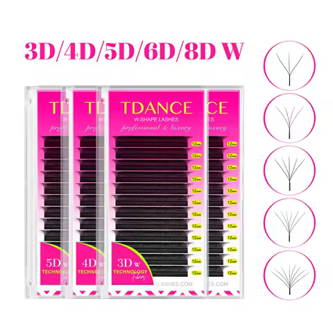 TDANCE 3D 4D 5D 6D Premade Fans Eyelash Extension W Style Faux Mink Natural Soft Bloom Lash Automatic Flowering Volume Eyelashes