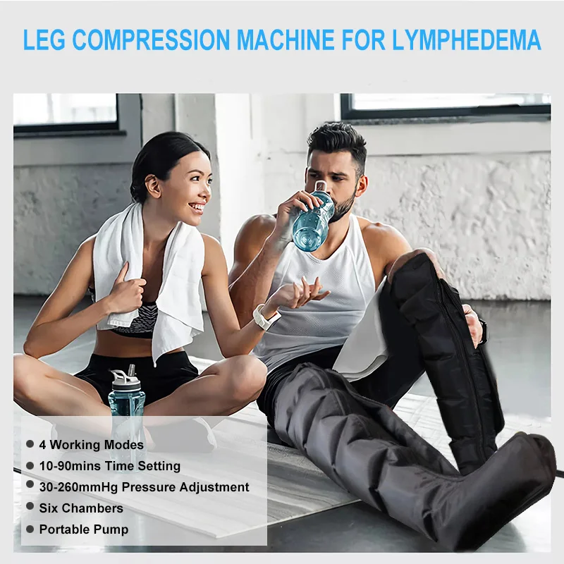 Air Compression Whole Leg Massage Recovery Boots 6 Chamber Leg Massager Pressotherapy Pump Sport Recovery Lymphatic Drainage