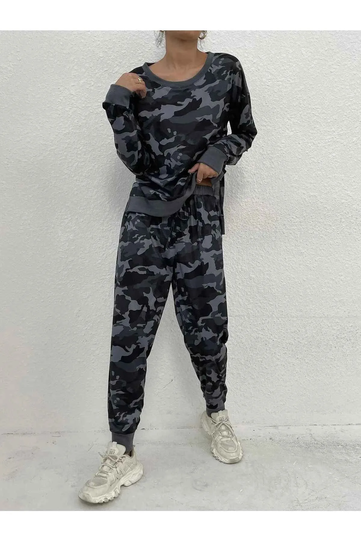 Tracksuit Suit,Women's Tracksuit Suit,Daily Use Tracksuit Suit Camouflage Patterned Tracksuit Set