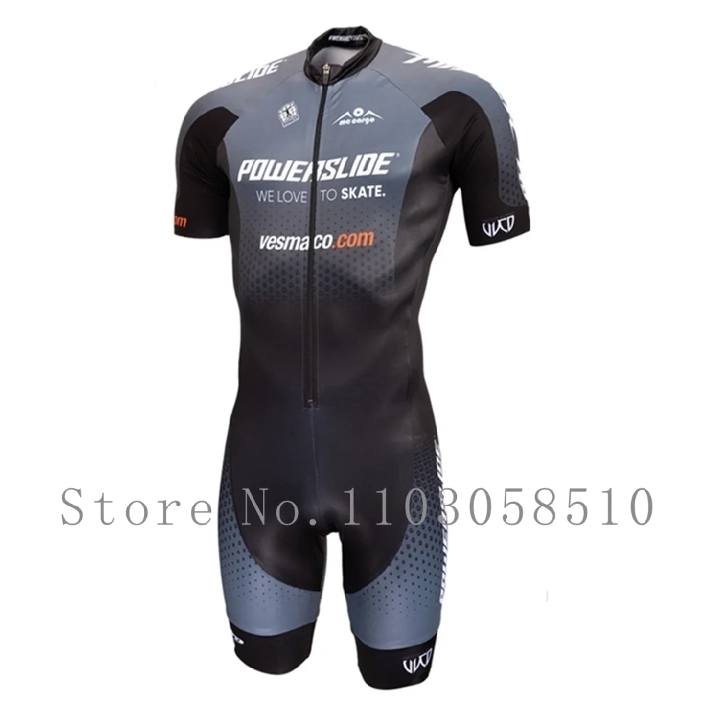 Powerslide inline skinsuit team areo speedsuit letnia męska odzież rowerowa kombinezony skate ciclismo pro odzież wyścigowa z krótkim rękawem