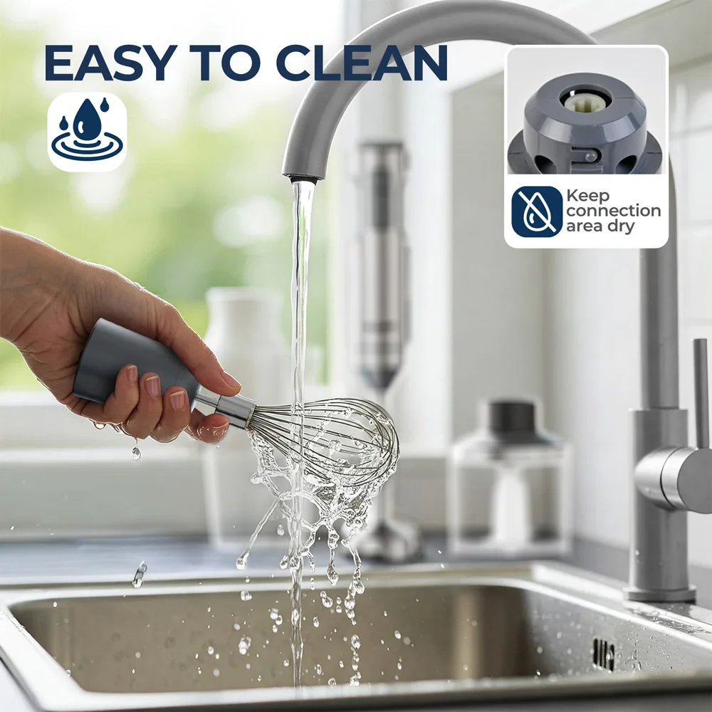 4-in-1-Handmixer 1200 W, Edelstahl-Stabmixer mit 14 Geschwindigkeiten, 700-ml-Becher und 500-ml-Zerkleinerer, Schneebesen, 0 % BPA, aufsteckbare Lagerung – Detail 11