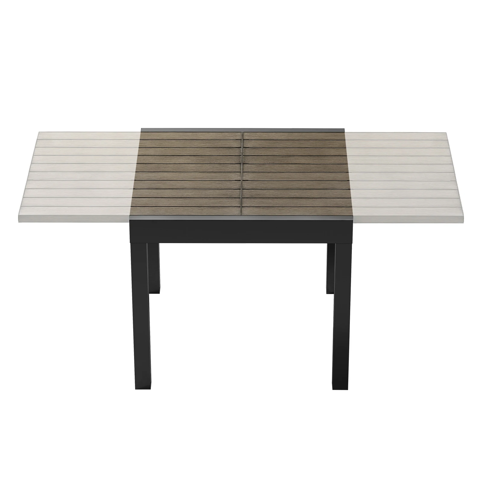 SEEHILL Extendable Outdoor Dining Table for 4-6 Person, Rust-Free Aluminum Expandable Patio Dining Table, 32