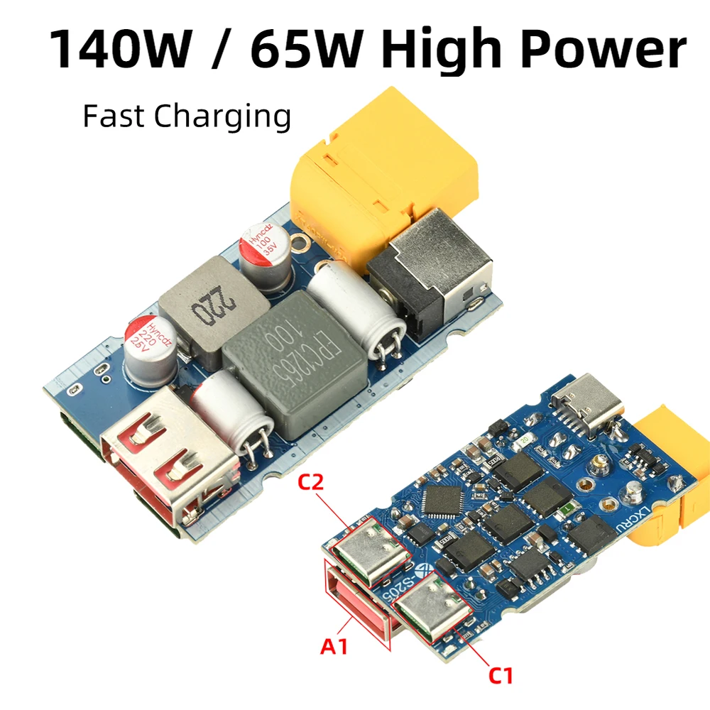 USB+Dual Type-C Fast Charge Module 140W 65W High-Power Full Protocol Step-Down Charging Module XT30/XT60 Charging Module