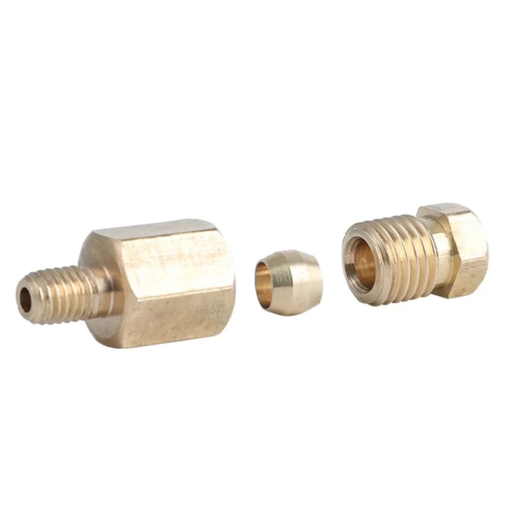 M4 M5 M6 M8 1/8" 1/4" BSP Męski 4 6 8 mm Mosiężna tuleja zaciskowa Złączka rurowa Adapter do układu smarowania olejem — zdjęcie 2