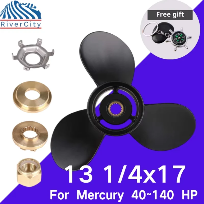 13 1/4×17 Propeller for Mercury Outboard Motors 40 hp 70 hp 90 hp 140 hp Part 3 Blade Aluminum Alloy Boat Engine Part 15 Spline