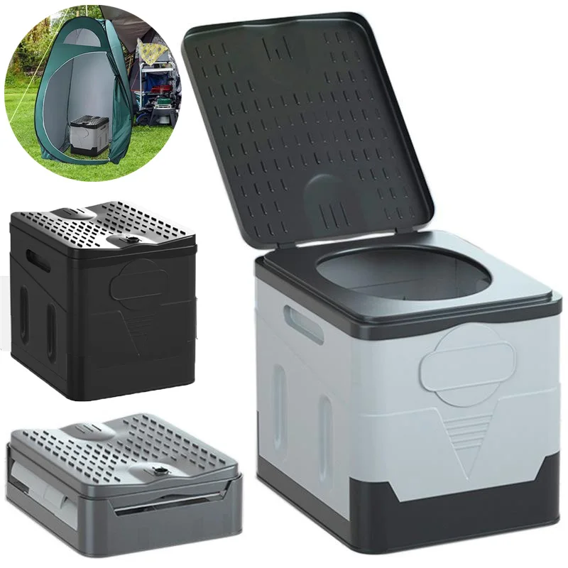 Inodoro Portátil Plegable DWiusty para Acampar al Aire Libre, Inodoro para Adultos, Inodoro para Viajes en Auto para Niños, Diseño con Tapa y Asiento