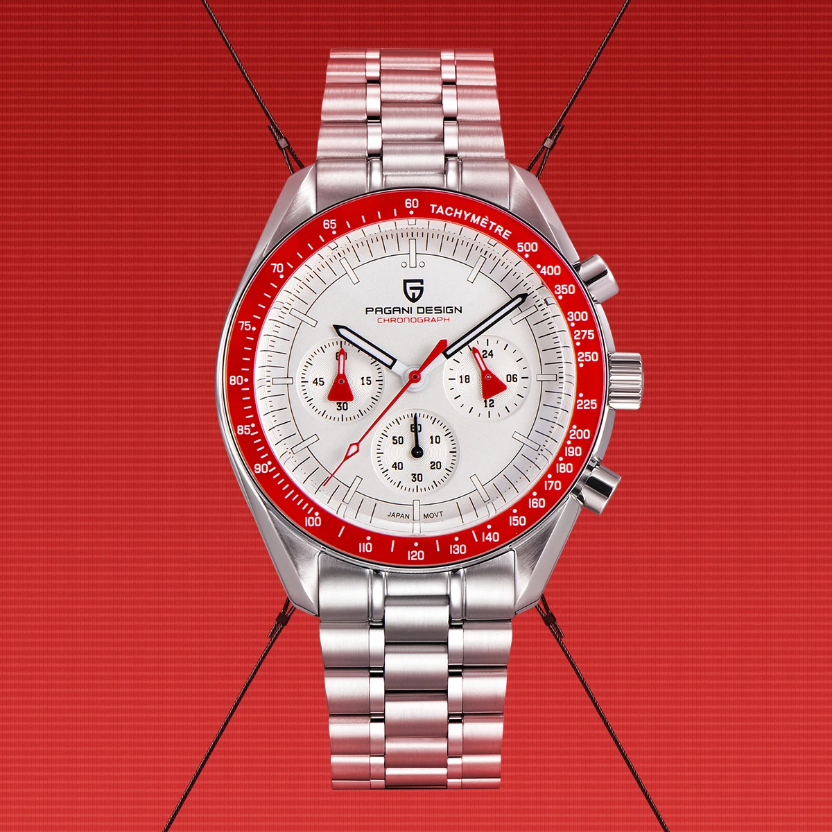 PAGANI DESIGN 2026 Nouvelle Montre Homme Rouge de Luxe à Quartz Chronographe Automatique Étanche Expédition Locale