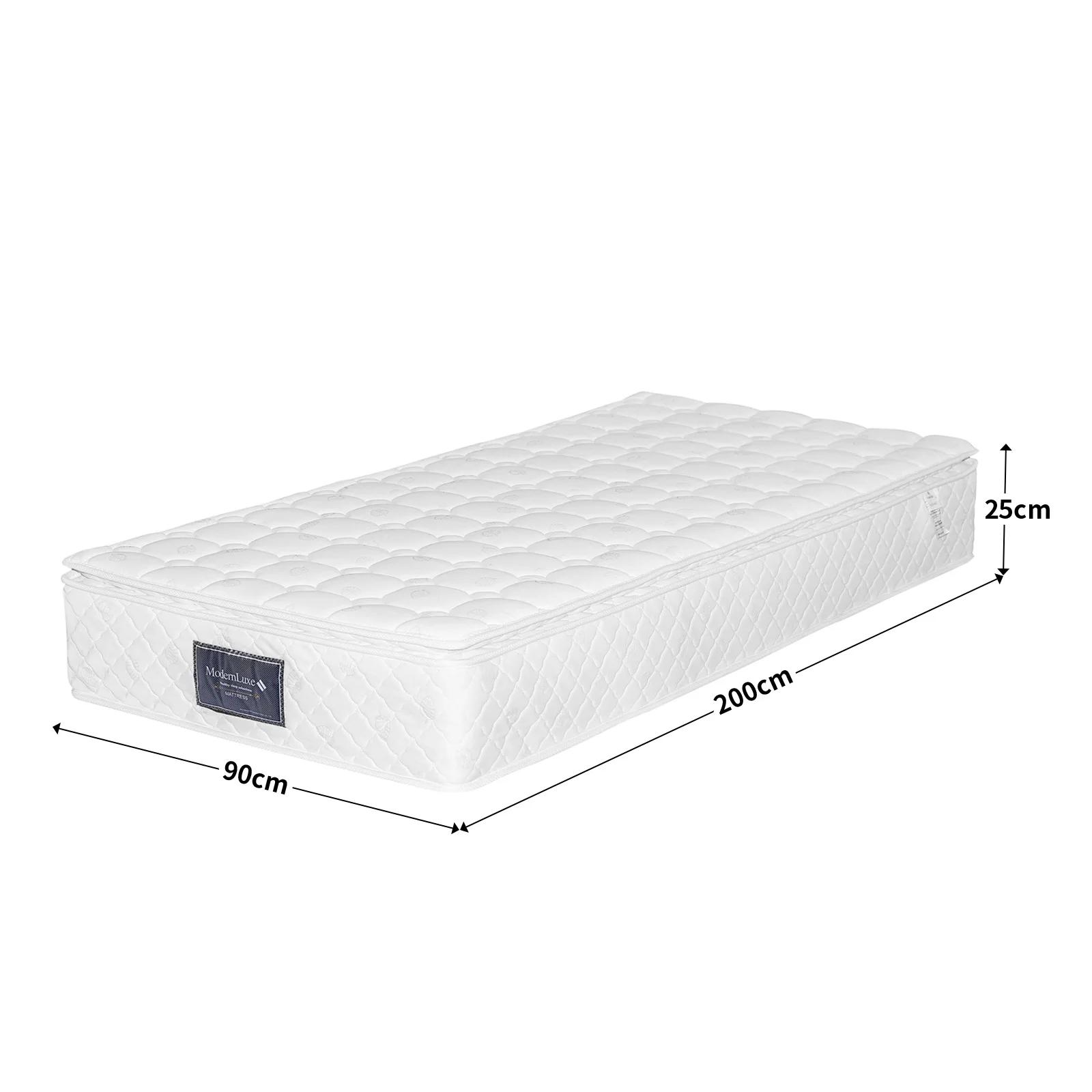Comanlai 90/140/160x200cm Matras met Pocketvering, 7-Zone Koudschuimmatras, Pocketveringkern, Gedempt Microvezelhoes, Hoogte 25 cm