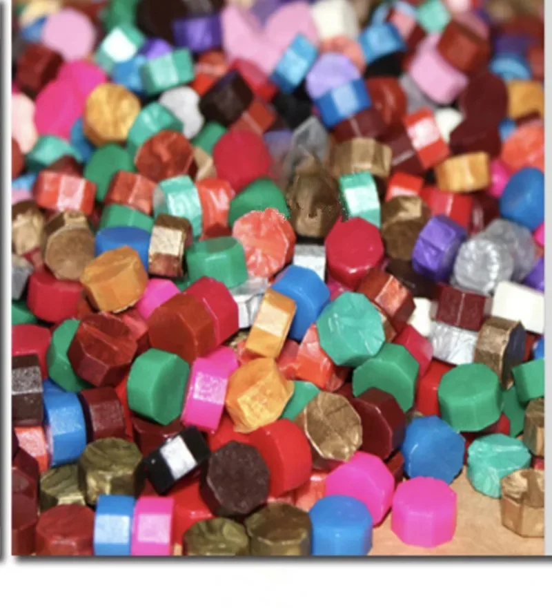 100 Stück Wein Metallic Farbe Siegelwachs Octago Wachs Stempelperlen für Kartenherstellung Werkzeuge Scrapbooking Dekor Handwerk Hochzeitsgeschenk Siegel