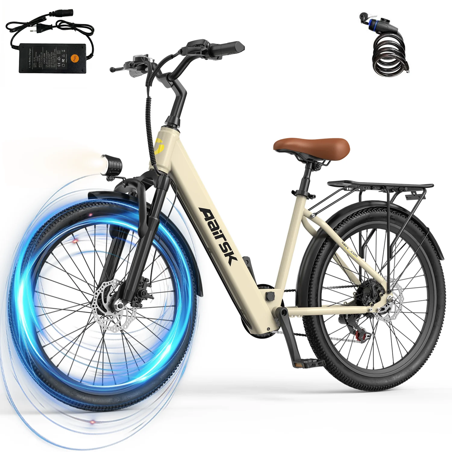 Vélo électrique SU7 24" Urban – Autonomie PAS 60KM Moteur 250W Batterie 36V 13Ah Amortisseur avant NFC -through, confort et fiabilité au quotidien